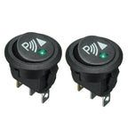 Round 3Pin Rocker Switch LED Light 12V Car Modification Reverse Sensor Switch, 2pcs KCD1-102N
