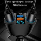 Dual USB Type-C Real-time Digital Display Cigarette Lighter Expansion Car Charger, 3.1A Double A+C, QC3.0+2.4A Dual A+C, 66W Dual A+C, PD+QC3.0+2.4A Dual A+C