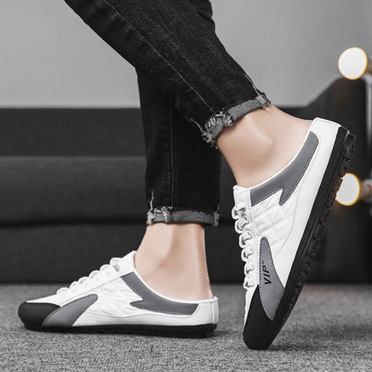 Men Wrap Toe Slippers Outer Wear Anti-Odor Driving No Heel Casual Shoes, 41, 42, 43, 44