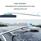 Car Chenille Curved Handle Telescopic Car Wash Soft Bristle Mop, Blue