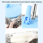 Car Chenille Curved Handle Telescopic Car Wash Soft Bristle Mop, Blue