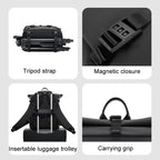 Cwatcun D113 Shoulder Leisure Camera Bag Waterproof High Capacity Outdoor Travel Photography Bag, Small Black, Large Black