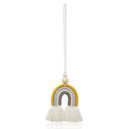 Hand-woven Wood Beads Cotton Rope Rainbow Car Aromatherapy Pendant