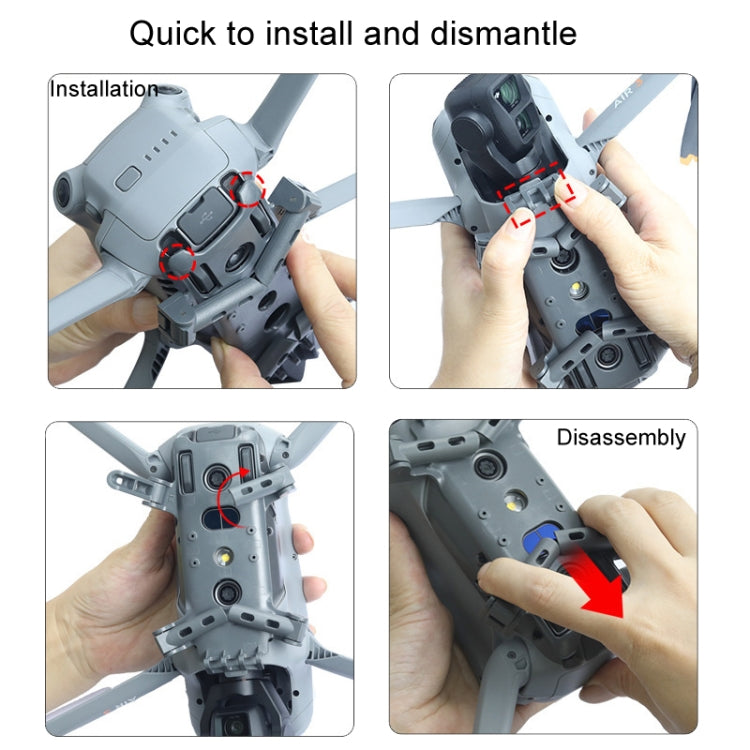 For DJI Air 3 Heightened Landing Gear Body Protection Fall and Crash Proof Folding Extension Kickstand, For DJI Air 3