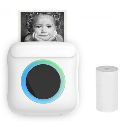 C22 Colorful Ambient Light Portable Mini Inkless Thermal Bluetooth Printer Error Question Label Printer, White, Blue
