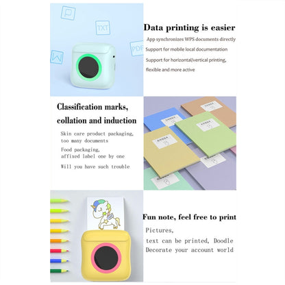 C22 Colorful Ambient Light Portable Mini Inkless Thermal Bluetooth Printer Error Question Label Printer, White, Blue