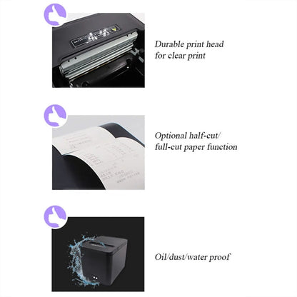 80mm USB+Network Port Thermal Receipt Printer Store Cashier Printer, US Plug, EU Plug, UK Plug
