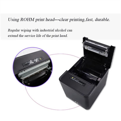 80mm USB+Network Port Thermal Receipt Printer Store Cashier Printer, US Plug, EU Plug, UK Plug