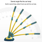Curved Rod Car Wash Mop Retractable Cleaning Tool No Harm Car Special Soft Brush, Lake Green