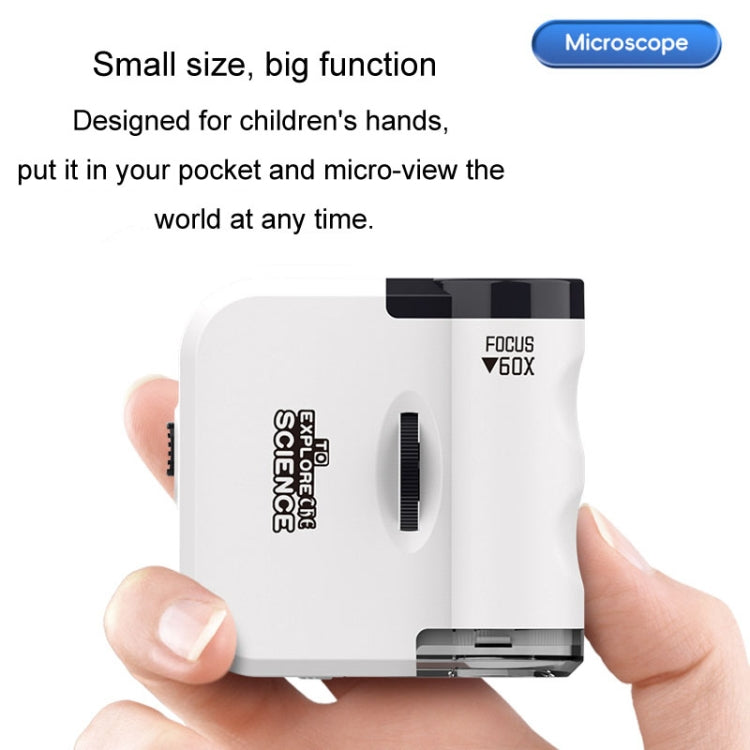 60x Portable Mini Microscope Pendant With LED Lights Outdoor Exploration Observation Fun Kids Toys