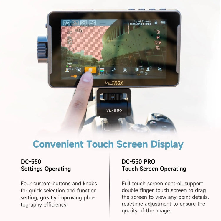 5.5 Inch Camera Studio Monitors 4K HDMI 3D LUT Director Monitor, VILTROX DC550 Lite, VILTROX DC550 Button Model, VILTROX DC550 Touch Model, VILTROX DC550 Pro