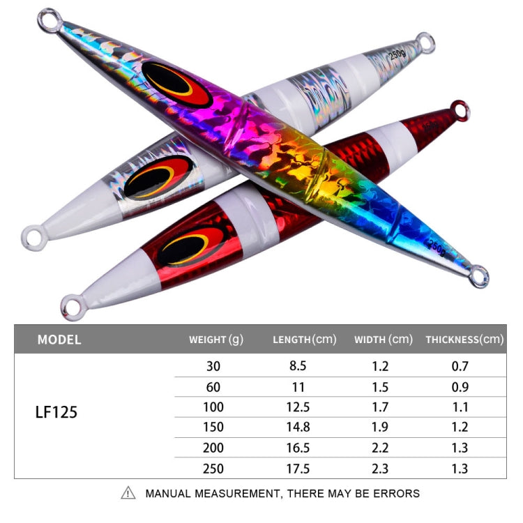 PROBEROS F125 Jogging Steelhead Deep Sea Boat Fishing Lure Rapid Sinking Sea Fishing Fake Bait, 30g, 60g, 100g, 150g, 200g, 250g