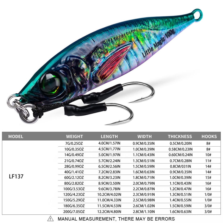 PROBEROS LF137 3D Spray Painted Bionic Lure Warp Bass Leader Fish Long Casting Freshwater Sea Luminous Fishing Bait, 28g, 40g, 60g, 80g, 100g, 120g, 150g, 180g, 200g