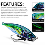 PROBEROS LF137 3D Spray Painted Bionic Lure Warp Bass Leader Fish Long Casting Freshwater Sea Luminous Fishing Bait, 28g, 40g, 60g, 80g, 100g, 120g, 150g, 180g, 200g