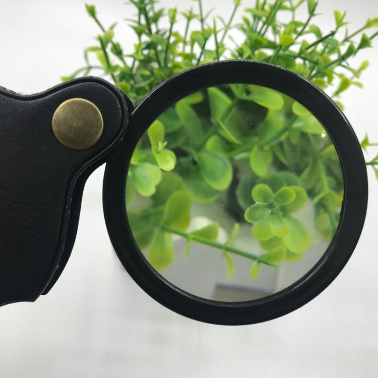 10X Folding Leather Case Magnifier Pocket Magnifying Glass, 50mm, 60mm