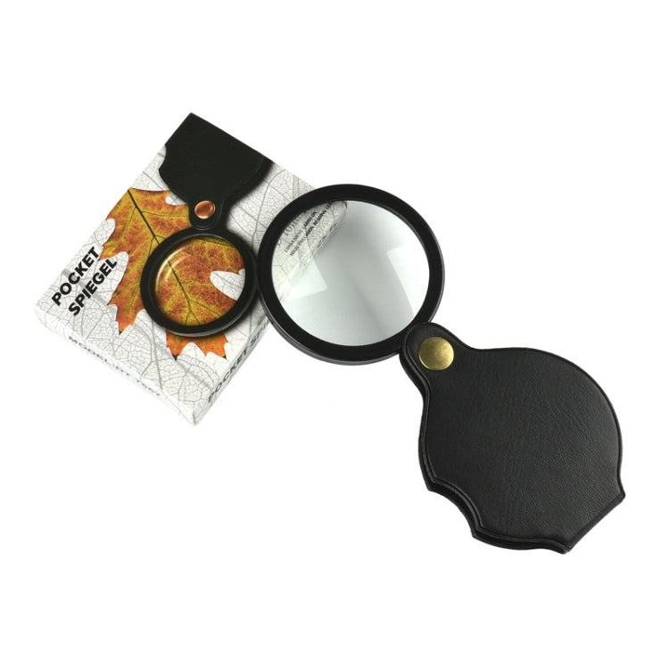 10X Folding Leather Case Magnifier Pocket Magnifying Glass, 50mm, 60mm