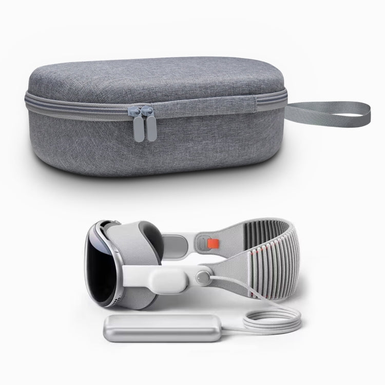 JYS-APP001 For Apple Vision Pro Headset Storage Bag VR Glasses Anti-Scrape Portable Bag, Gray Linen, Gray Felt