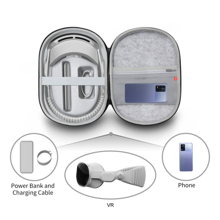 JYS-APP001 For Apple Vision Pro Headset Storage Bag VR Glasses Anti-Scrape Portable Bag, Gray Linen, Gray Felt