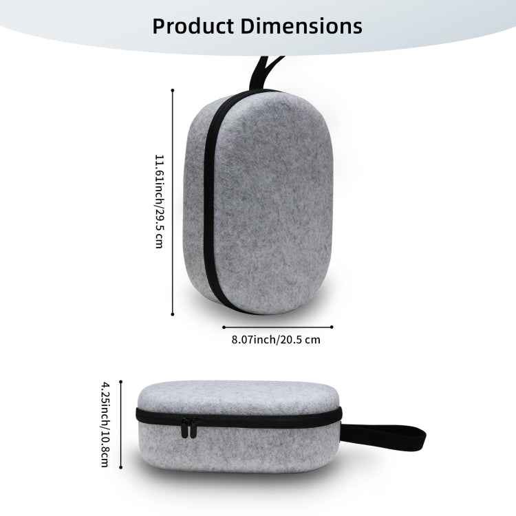 JYS-APP001 For Apple Vision Pro Headset Storage Bag VR Glasses Anti-Scrape Portable Bag, Gray Linen, Gray Felt
