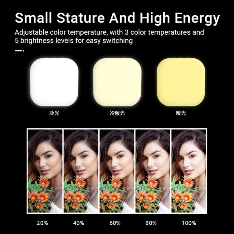 Mini Magnetic Fill Light Rechargeable Tri-Color Temperature Selfie Light, F-622
