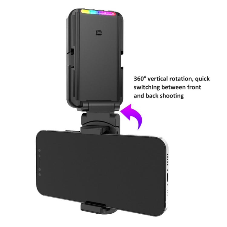 RGB Fill Light Photography Lamp With Hidden Folding Phone Clip & Cold Shoe Interface, F-615