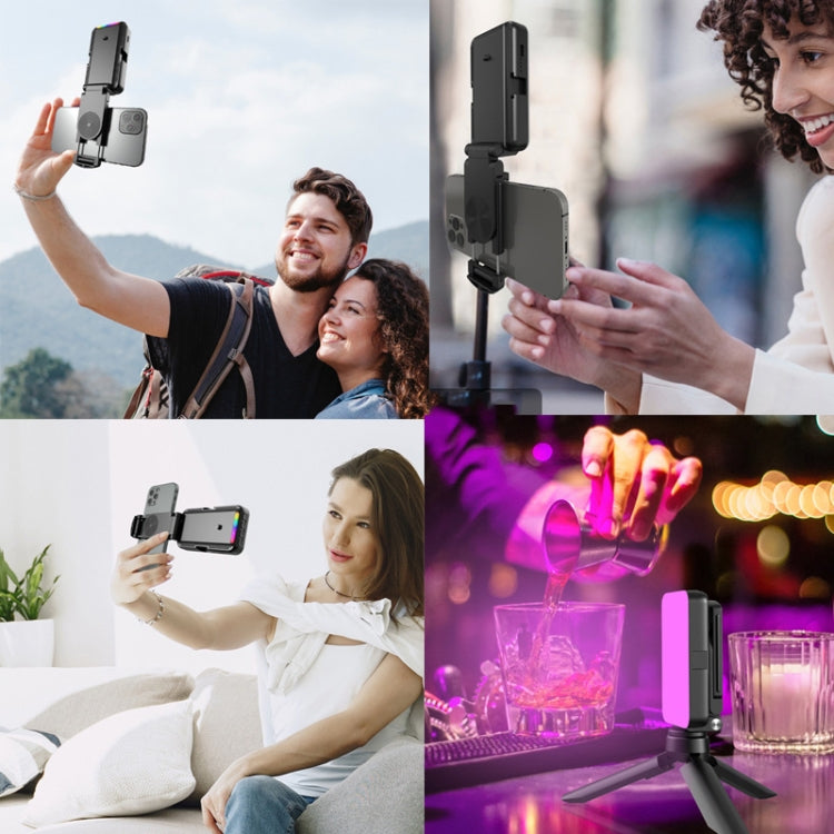RGB Fill Light Photography Lamp With Hidden Folding Phone Clip & Cold Shoe Interface, F-615