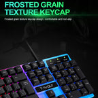 T-WOLF TF230 Colorful Light Effect Game Office Computer Wired Keyboard and Mouse Kit, TF230 (Black), TF230 (White)