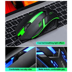 T-WOLF TF230 Colorful Light Effect Game Office Computer Wired Keyboard and Mouse Kit, TF230 (Black), TF230 (White)