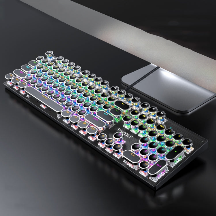 T-WOLF T75 104 Keys Adjustable RGB Light Computer Game Wired Mechanical Keyboard