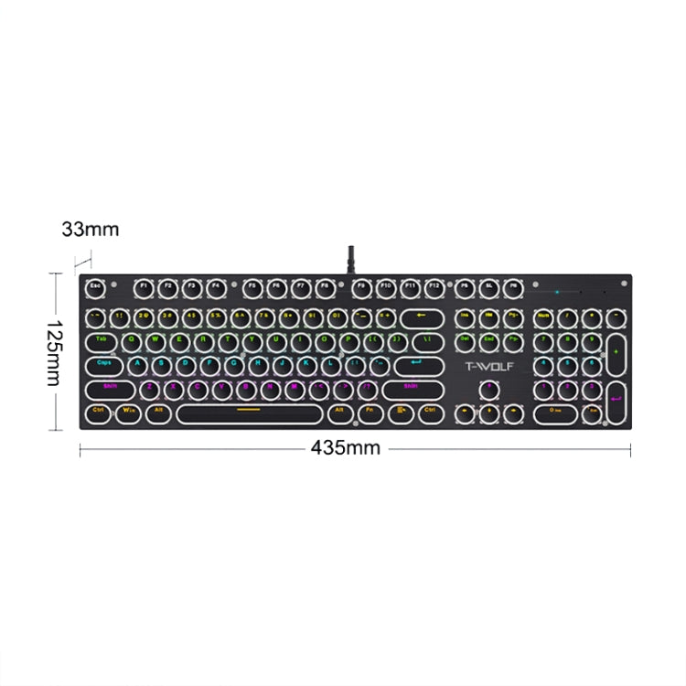 T-WOLF T75 104 Keys Adjustable RGB Light Computer Game Wired Mechanical Keyboard