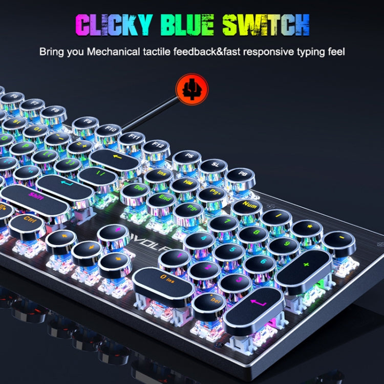 T-WOLF T75 104 Keys Adjustable RGB Light Computer Game Wired Mechanical Keyboard