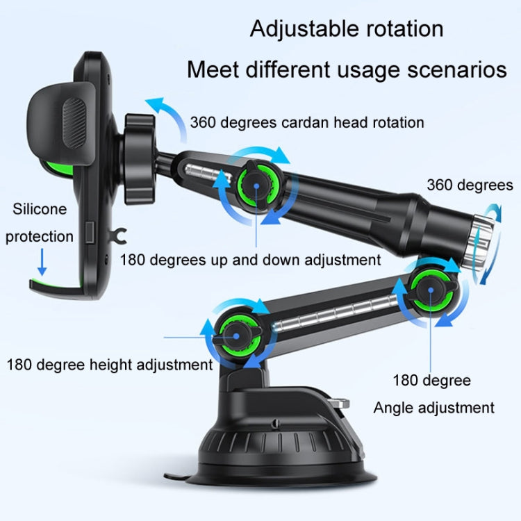 Car Windscreen Dashboard Suction Cup Phone Holder, Extended Green, Extended Black, Regular Green, Regular Black