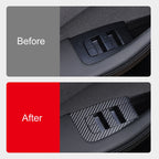 4pcs /Set For Tesla Model 3 Lift Window Button Sticker Car Interior, Carbon Fiber, Starry Line