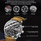 BINBOND B6022 30m Waterproof Luminous Multifunctional Quartz Watch, Leather-White Steel-Black, Leather-White Steel-Blue, Leather-White Steel-Green, Leather-White Steel-White, Leather-Black Steel-Black, White Steel-Black, White Steel-Blue               ...
