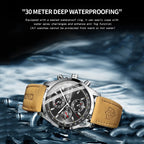 BINBOND B6022 30m Waterproof Luminous Multifunctional Quartz Watch, Leather-White Steel-Black, Leather-White Steel-Blue, Leather-White Steel-Green, Leather-White Steel-White, Leather-Black Steel-Black, White Steel-Black, White Steel-Blue               ...