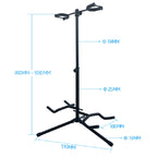 Adjustable Double Guitar Stand Holds Two Electric Or Acoustic Guitars, Double Guitar Stand