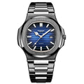 BINBOND B1885 30m Waterproof Retro Luminous Square Men Quartz Watch, White Steel-Blue, White Steel-Black, White Steel-White, White Steel-Green, Rose Gold-Blue, Rose Gold-Black, Rose Gold-White, Black Steel-Black-White, Black Steel-Blue-White