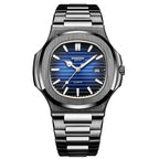 BINBOND B1885 30m Waterproof Retro Luminous Square Men Quartz Watch, White Steel-Blue, White Steel-Black, White Steel-White, White Steel-Green, Rose Gold-Blue, Rose Gold-Black, Rose Gold-White, Black Steel-Black-White, Black Steel-Blue-White