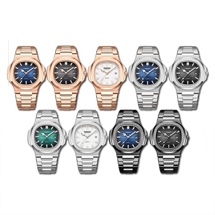 BINBOND B1885 30m Waterproof Retro Luminous Square Men Quartz Watch, White Steel-Blue, White Steel-Black, White Steel-White, White Steel-Green, Rose Gold-Blue, Rose Gold-Black, Rose Gold-White, Black Steel-Black-White, Black Steel-Blue-White