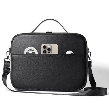 For Apple Vision Pro Headset Multifunctional Storage Bag Carrying Case, Black, Brown