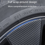 28pcs /Set For Tesla Model 3 Tire Sticker Modification Protective Film, Carbon Fiber, Bright Black, Electroplating Silver
