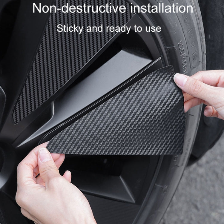 28pcs /Set For Tesla Model 3 Tire Sticker Modification Protective Film, Carbon Fiber, Bright Black, Electroplating Silver