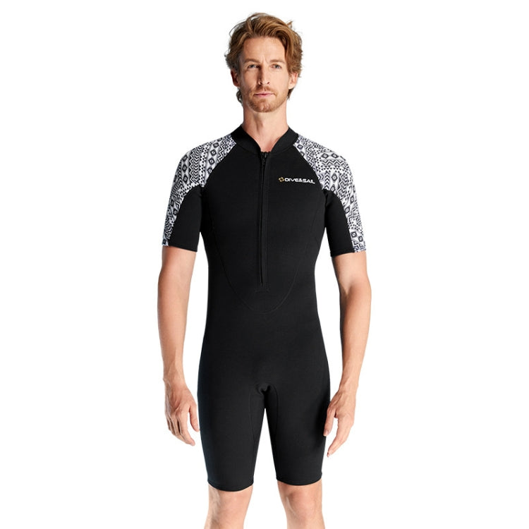 DIVE & SAIL 3mm Short Sleeve One-Piece Warm Wetsuit Cold Resistant Diving Surfing Swimsuit, S, M, L, XL, XXL