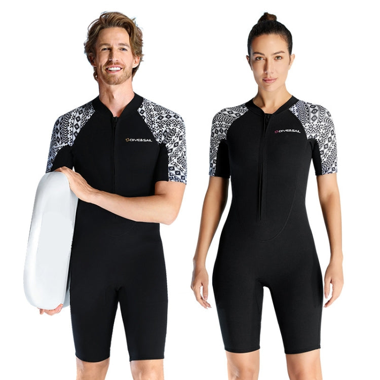 DIVE & SAIL 3mm Short Sleeve One-Piece Warm Wetsuit Cold Resistant Diving Surfing Swimsuit, S, M, L, XL, XXL