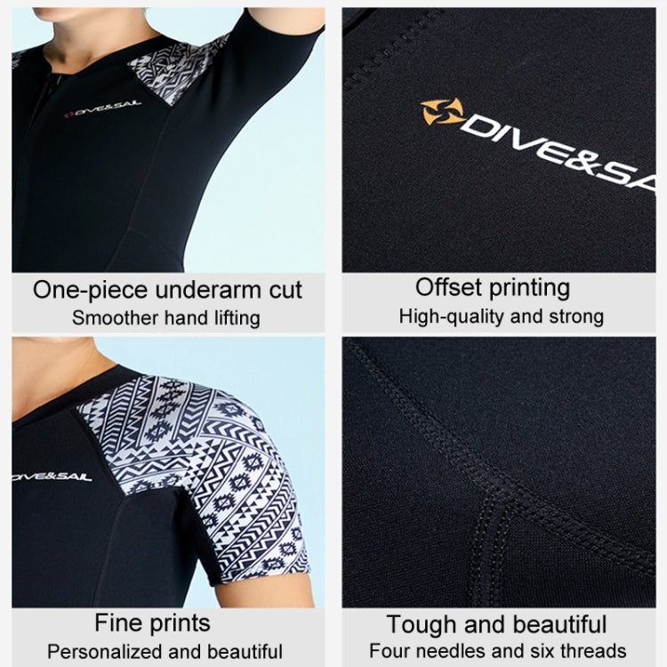 DIVE & SAIL 3mm Short Sleeve One-Piece Warm Wetsuit Cold Resistant Diving Surfing Swimsuit, S, M, L, XL, XXL