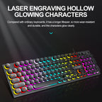 T-WOLF T80 104-Keys RGB Illuminated Office Game Wired Punk Retro Keyboard, Black, Pink, White