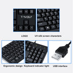 T-WOLF 104-keys USB Computer Office Home Wired Keyboard, T15