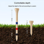 30pcs /Box PGM QT030 Golf Bamboo Tee Adjustable Height Spikes Golf Depth Marker Tee, 83mm, 38mm