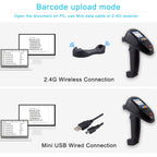 Wireless Barcode Reader Scanner Data Collector With 2.2-Inch LCD Screen, 1D Laser, 1D CCD Red Light, 2D