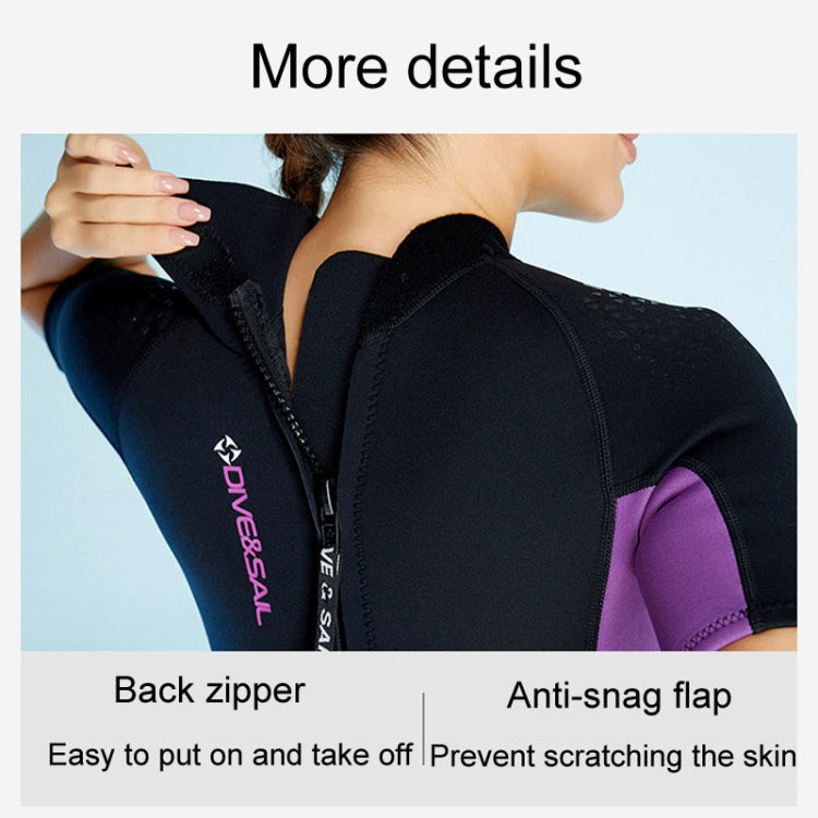 DIVE & SAIL 1.5mm Warm One-Piece Short Sleeve Wetsuit Outdoor Surfing Coldproof Snorkeling Suit, S, M, L, XL, XXL